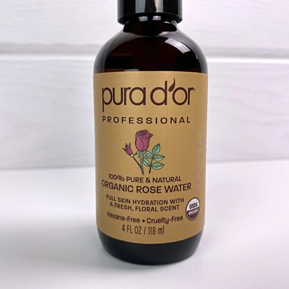 Pura d'or Organic Rose Water Toner Spray Skin Hydrator Moisturizer Antioxidant